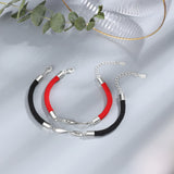 Engraved Infinity Sign Couple Bracelets & Red Rope Bracelets Set