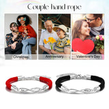 Engraved Infinity Sign Couple Bracelets & Red Rope Bracelets Set