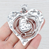 2 Tibetan Silver Large Hammered Heart Charms Pendants for DIY Necklace Making