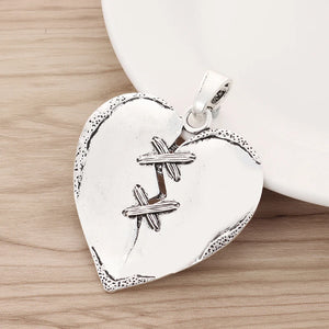 2 Tibetan Silver Love Heart Pendants for DIY Necklace Making 57x55mm
