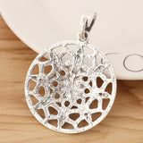 Tibetan Silver Filigree Flower Green Resin Stone Charms Pendants 65x48mm