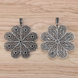 2Pcs Tibetan Silver Flower Charms Pendant for DIY Necklace Making