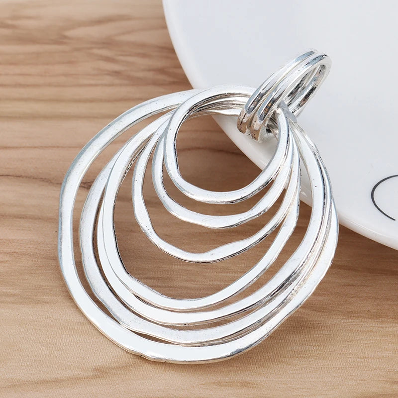 Tibetan Silver Large 7 Circles Charms Pendants for Necklace Making