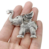 2 Tibetan Silver Elephant Charms Pendant Bracelet Necklace Earring DIY Finding