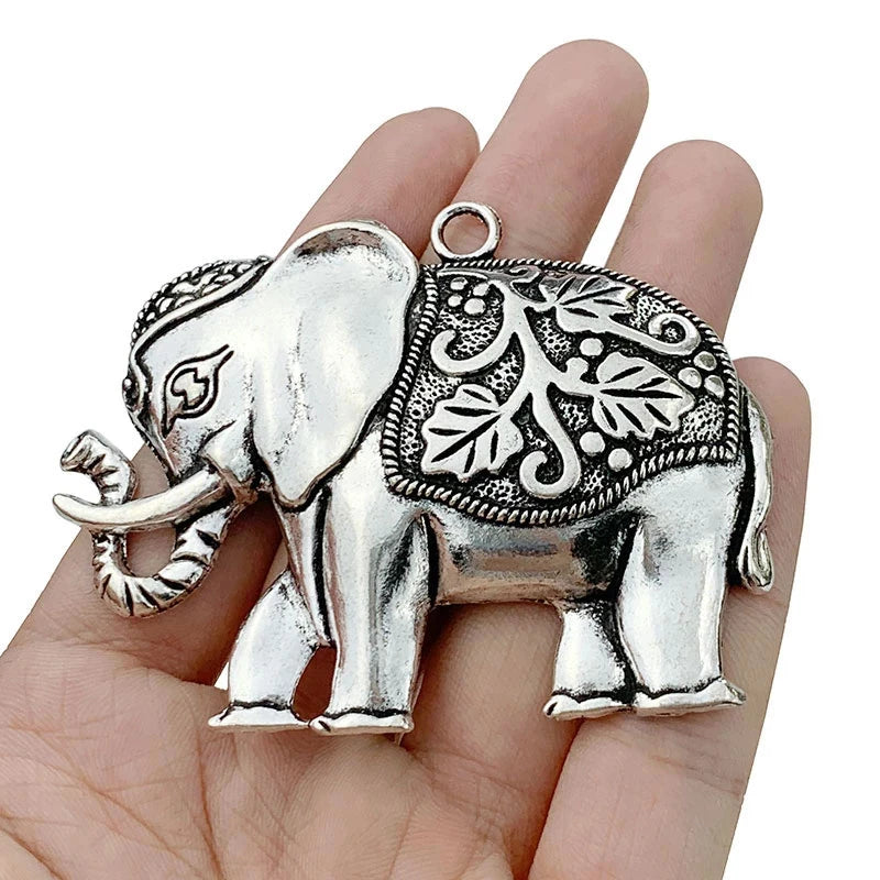 2 Tibetan Silver Elephant Charms Pendant Bracelet Necklace Earring DIY Finding