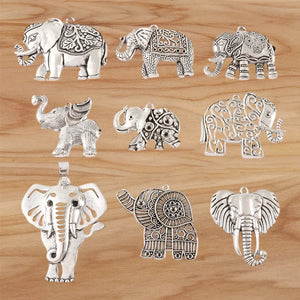 2 Tibetan Silver Elephant Charms Pendant Bracelet Necklace Earring DIY Finding