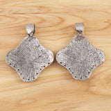 2 Tibetan Silver Ethnic Flower Charms Pendants 53x67mm