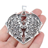 2 Tibetan Silver Large Flower Heart Charms Pendants for Necklace Making