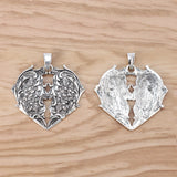 2 Tibetan Silver Large Flower Heart Charms Pendants for Necklace Making