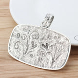2 Tibetan Silver Hammered Flower Grass Rectangle Charms for Necklace Making