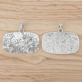 2 Tibetan Silver Hammered Flower Grass Rectangle Charms for Necklace Making