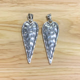 2 Tibetan Silver Large Heart Charms Pendants for Necklace Making 89x8mm