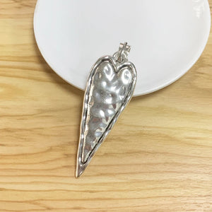 2 Tibetan Silver Large Heart Charms Pendants for Necklace Making 89x8mm