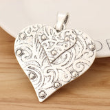 2 Tibetan Silver Heart Charms Pendants 67x55mm
