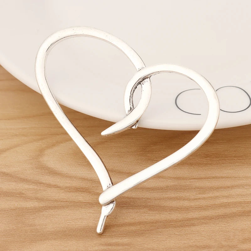 2 Tibetan Silver Hollow Heart Charms Pendants 62x60mm