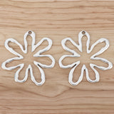 2 Tibetan Silver Flower Charms Pendants for Jewelry Making 65x61mm