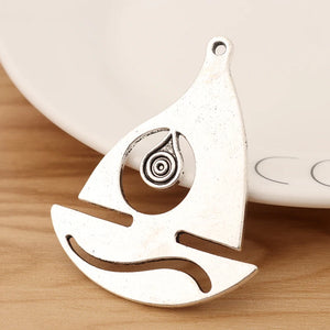 2 Tibetan Silver Sailing Boat Charms Pendants for DIY Necklace Making 58x46mm