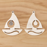 2 Tibetan Silver Sailing Boat Charms Pendants for DIY Necklace Making 58x46mm