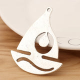2 Tibetan Silver Sailing Boat Charms Pendants for DIY Necklace Making 58x46mm