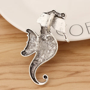 2 Tibetan Silver Sea Horse Charms Pendants 67x41mm