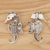 2 Tibetan Silver Sea Horse Charms Pendants 67x41mm