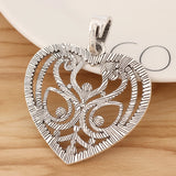 2 Tibetan Silver Heart & Rhinestone Charms Pendants for Necklace Making