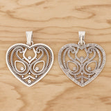 2 Tibetan Silver Heart & Rhinestone Charms Pendants for Necklace Making