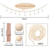 2Pcs Wooden Bead Wall Hanging Photo Display Boho Collage Picture Frame Set