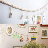 2Pcs Wooden Bead Wall Hanging Photo Display Boho Collage Picture Frame Set