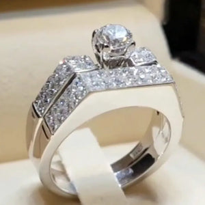 Wedding Bands Round Zircon Rings Shinning Prong Setting Silver Fine Jewel