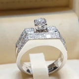 Wedding Bands Round Zircon Rings Shinning Prong Setting Silver Fine Jewel
