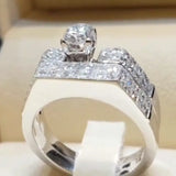Wedding Bands Round Zircon Rings Shinning Prong Setting Silver Fine Jewel