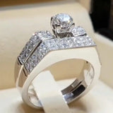 Wedding Bands Round Zircon Rings Shinning Prong Setting Silver Fine Jewel