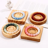 Wood Bracelet Tray Showcase Jewelry Earrings Holder Round Slot Stand