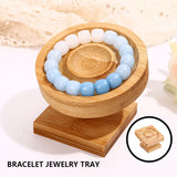 Wood Bracelet Tray Showcase Jewelry Earrings Holder Round Slot Stand