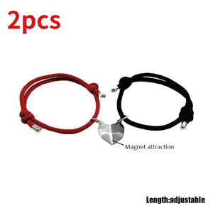 2Pcs Wish Stone Couple Bracelet Magnet Attraction Charm Rope Adjustable