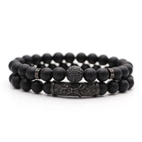 Natural Stone Beaded Men's Bracelet Set Lion Head Football Classic Jewelry