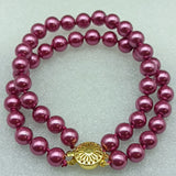 Fashionable 8mm Red Shell Pearl Bracelet 7.5 Inch