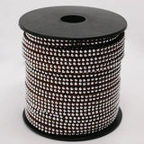 2 Row Silver Aluminum Studded Korea Faux Suede Cord 5x2mm 20yards/roll