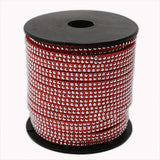 2 Row Silver Aluminum Studded Korea Faux Suede Cord 5x2mm 20yards/roll