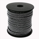 2 Row Silver Aluminum Studded Korea Faux Suede Cord 5x2mm 20yards/roll