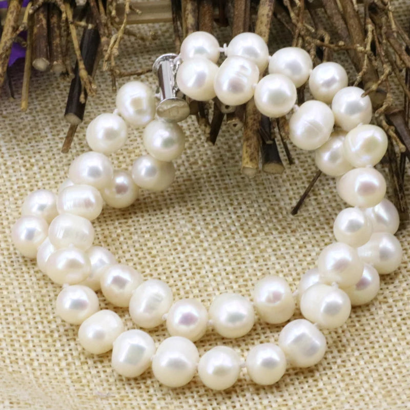 Natural Pearl Beads Strand Bracelet Women Charms Jewelry B3178
