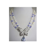 Pearl Purple Jade Butterfly Pendant Necklace