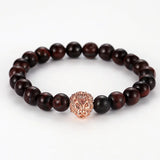 Crown Zircon Lion Head Bangle & Tiger Eye Stone Bracelet Set