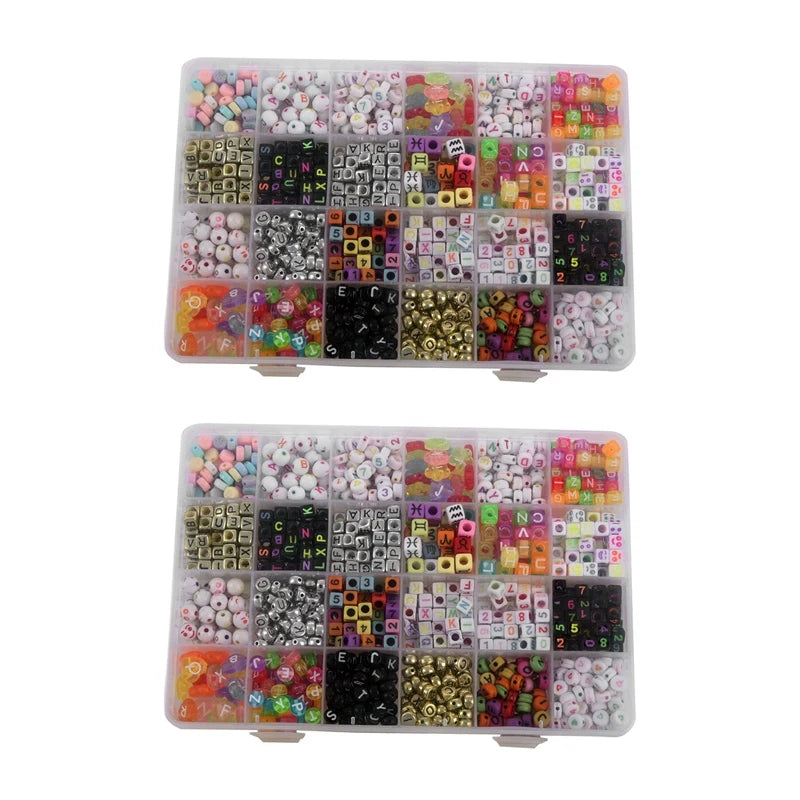 2 Set English Letter Acrylic Beads for Bracelet Necklace Making DIY