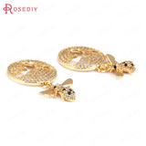 2 Sets Brass Zircon Round Honeybee Charms Pendants Jewelry Making