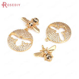 2 Sets Brass Zircon Round Honeybee Charms Pendants Jewelry Making