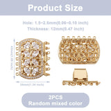 2 Sets Brass CZ Box Clasps Rectangle Mixed 34x43x9mm