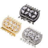 2 Sets Brass CZ Box Clasps Rectangle Mixed 34x43x9mm