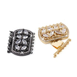 2 Sets Brass CZ Box Clasps Rectangle Mixed 34x43x9mm